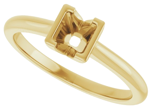 14K Yellow 4x4 mm Square Solitaire Engagement Ring Mounting (5)