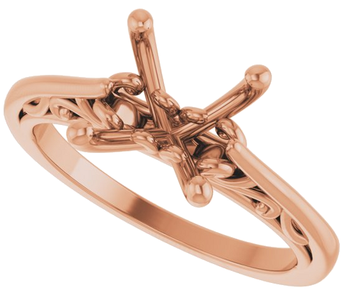 Sužadėtuvių Žiedas „Solitaire“ 14k rose gold Square 6.5mm (5)