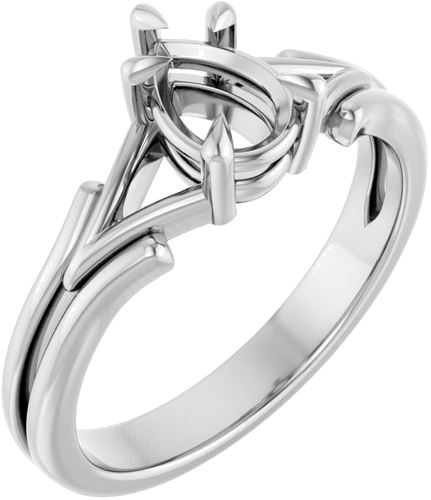 Sužadėtuvių Žiedas „Claw-Prong Solitaire“ 14k white gold Pear 7mm x 5mm (1)