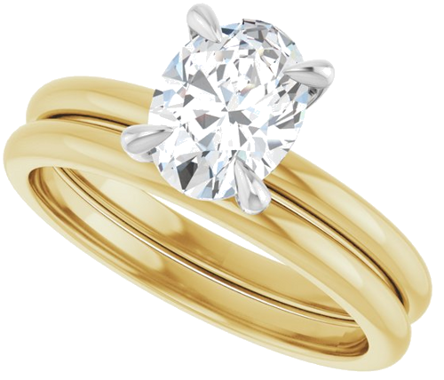 Sužadėtuvių Žiedas „Solitaire“ 585 Baltojo Ir Geltonojo Aukso Oval 8mm x 6mm (10)