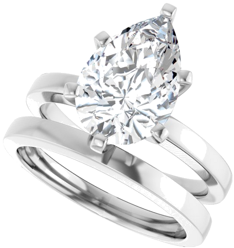Sužadėtuvių Žiedas „Solitaire“ 14k white gold Pear 12mm x 8mm (10)