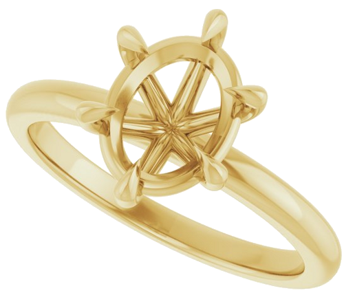 14K Yellow 9x7 mm Oval Solitaire Engagement Ring Mounting (5)