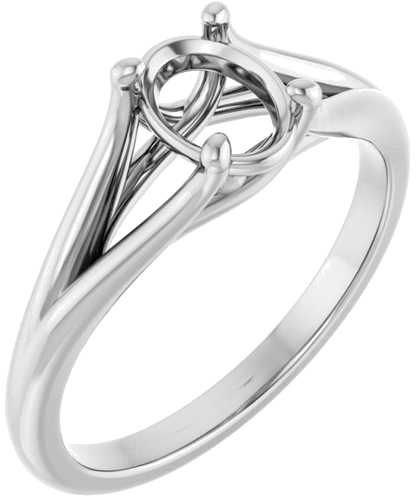 Sužadėtuvių Žiedas „Solitaire“ 14k white gold Oval 7mm x 5mm (1)