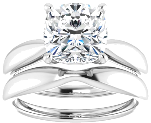 Sužadėtuvių Žiedas 14k white gold Cushion 8mm (8)