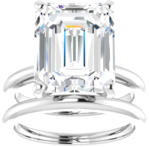 14K White  12x10 mm Emerald Solitaire Engagement Ring Mounting (8)