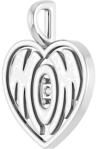 Sterling Silver 1.7 mm Round Engravable  Accented Mom Pendant Mounting (2)