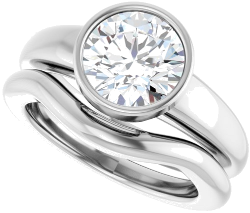 Sužadėtuvių Žiedas „Bezel-Set Solitaire“ 14k white gold Round 8.2mm (10)