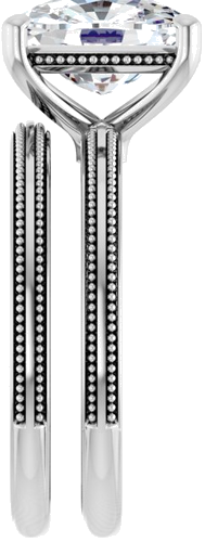 Sužadėtuvių Žiedas „Solitaire Milgrain“ 14k white gold Elongated Cushion 10mm x 8mm (9)