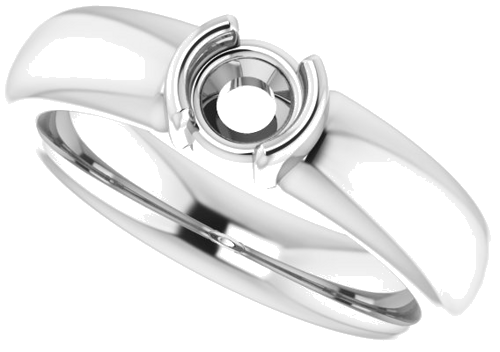 14K White 4.8 mm Round Half Bezel Solitaire Engagement Ring Mounting (5)