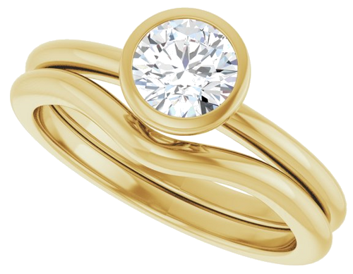 Sužadėtuvių Žiedas „Bezel-Set“ 14k yellow gold Round 5.5mm (10)
