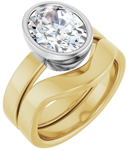Sužadėtuvių Žiedas „Bezel-Set Solitaire“ 14k yellow/white gold Oval 10mm x 8mm (6)