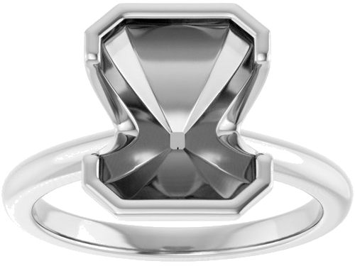 Sužadėtuvių Žiedas „Half-Bezel“ 14k white gold Emerald 10mm x 8mm (3)