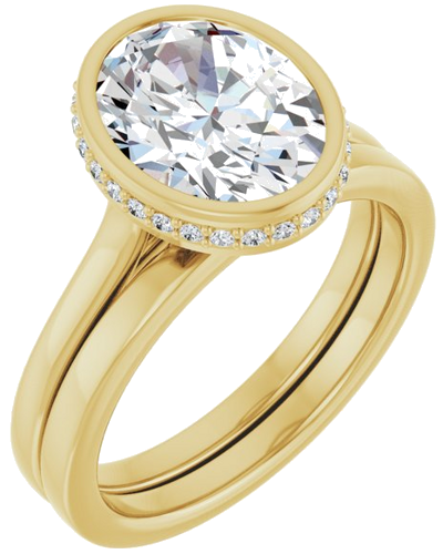 Sužadėtuvių Žiedas „Hidden Halo-Style“ 14k yellow gold Oval 10mm x 8mm (6)