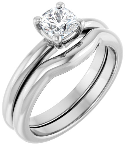 Sužadėtuvių Žiedas 14k white gold Cushion 5mm (6)
