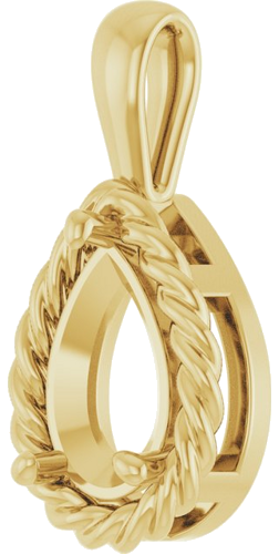 Pakabukas „Rope Solitaire Charm“ 14k yellow gold Pear 9mm x 6mm (2)
