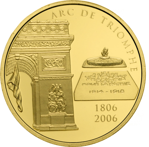 10 eurų Triumfo Arka 2006 Prancūzija auksinė moneta (2)