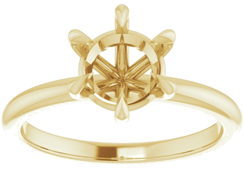14K Yellow 7.4 mm Round Solitaire Engagement Ring Mounting (3)
