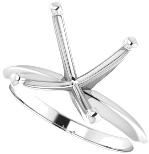 14K White 11.75-12.10 mm Round 4-Prong Light Solitaire Ring Mounting (5)