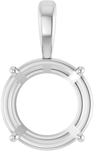 14K White 13 mm Round 4-Prong Pendant Mounting (1)