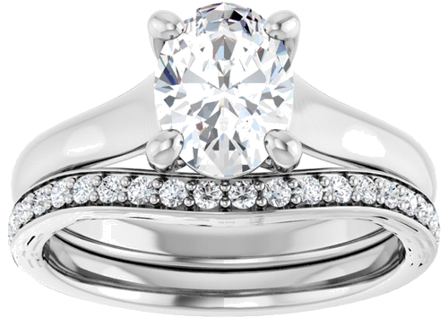 Sužadėtuvių Žiedas „Solitaire“ 585 Baltojo Aukso Oval 8mm x 6mm (8)