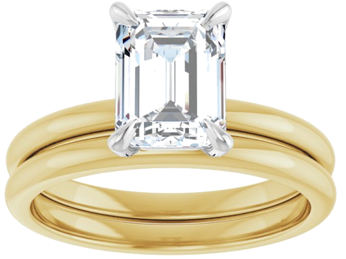 18K Yellow White 8 x 6 mm Emerald Engagement Ring Mounting (8)