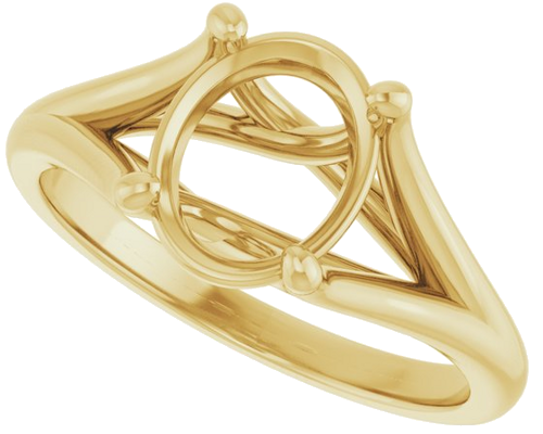 14K Yellow 9x7 mm Oval Solitaire Engagement Ring Mounting (5)