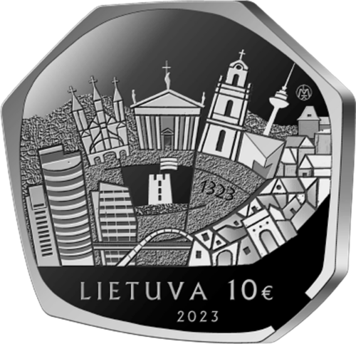2023 Литва Вилнюс 700-годишнина 10 евро сребърна монета (1)