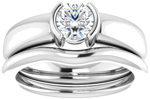 Sužadėtuvių Žiedas „Half-Bezel Solitaire“ 950 Platinos Round 5.5mm (8)