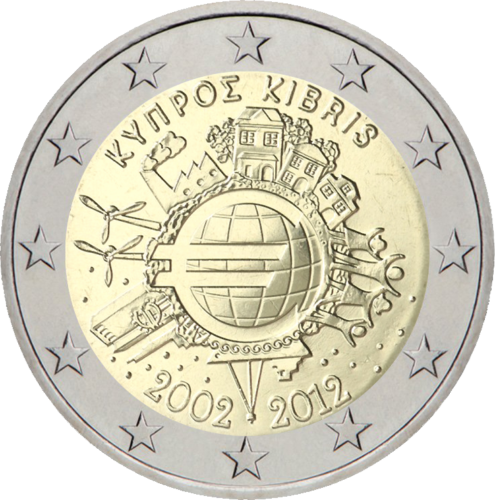 2012 Cyprus Ten years of the euro (TYE) 2 euro coin (1)