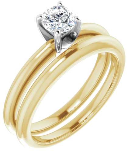 Sužadėtuvių Žiedas „Solitaire“ 585 Geltonojo Aukso Ir 950 Platinos Round 4.8mm (6)