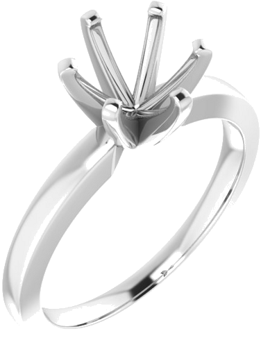 14K White 7.4 mm Round Solitaire Engagement Ring Mounting (1)