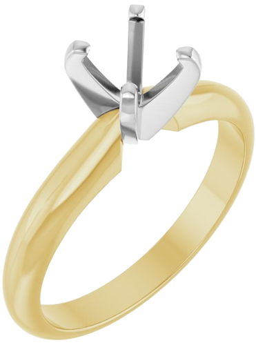 14K Yellow White 4.5x4.5 mm Square 4-Prong Light Solitaire Engagement Ring Mounting (1)