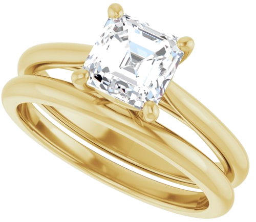 Sužadėtuvių Žiedas „Solitaire“ 14k yellow gold Asscher 6mm (10)