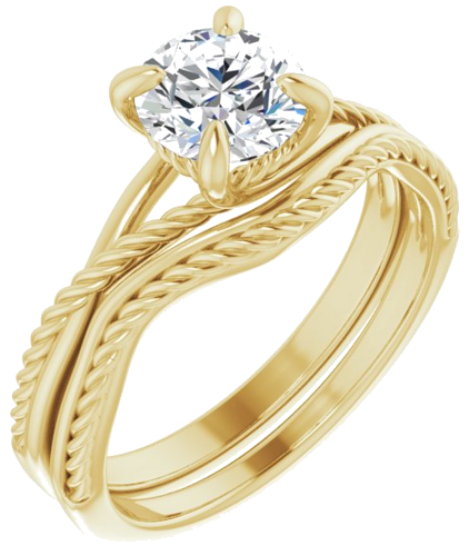 Sužadėtuvių Žiedas „Claw-Prong Solitaire Rope“ 14k yellow gold Round 6.5mm (6)