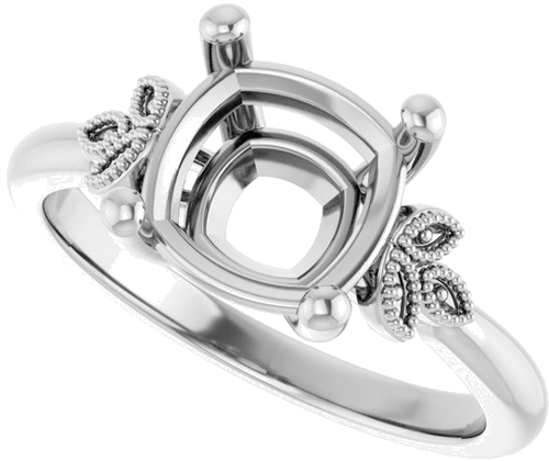 Sužadėtuvių Žiedas „Solitaire“ 14k white gold Cushion 8mm (5)