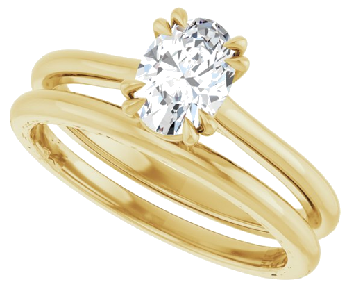 Sužadėtuvių Žiedas „Solitaire“ 585 Geltonojo Aukso Oval 7mm x 5mm (10)