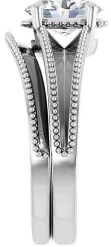 Sužadėtuvių Žiedas „Claw-Prong Solitaire“ 14k white gold Oval 8mm x 6mm (9)