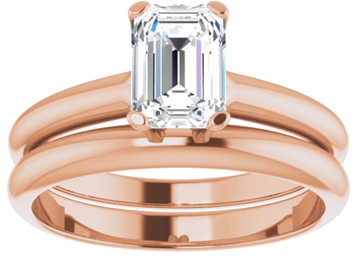 Sužadėtuvių Žiedas „Solitaire“ 14k rose gold Emerald 7mm x 5mm (8)