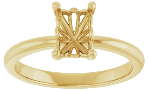 14K Yellow 7x5 mm Emerald Solitaire Engagement Ring Mounting (3)