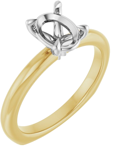 Sužadėtuvių Žiedas „Claw-Prong Euro Shank“ 14k yellow/white gold Oval 8mm x 6mm (1)