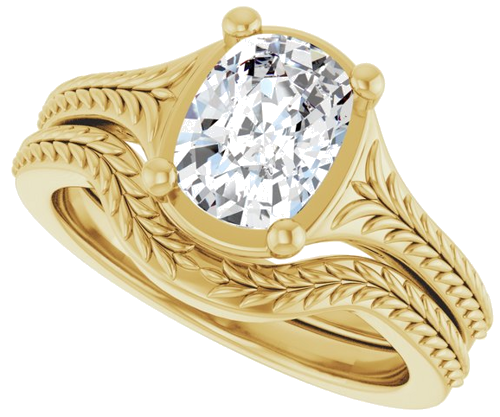 Sužadėtuvių Žiedas „Solitaire“ 14k yellow gold Elongated Cushion 8mm x 6mm (10)