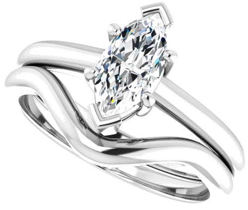 Sužadėtuvių Žiedas 585 Baltojo Aukso Marquise 9mm x 4.5mm (10)