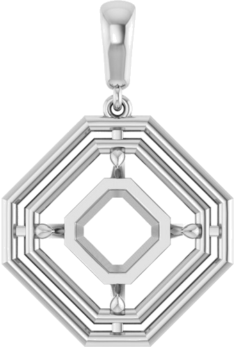 Pakabukas „Solitaire“ 925 Sidabro Asscher 10mm (1)