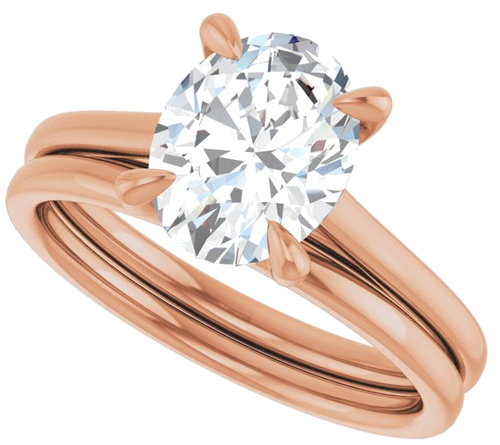 Sužadėtuvių Žiedas „Solitaire“ 585 Rožinis Aukso Oval 9mm x 7mm (10)