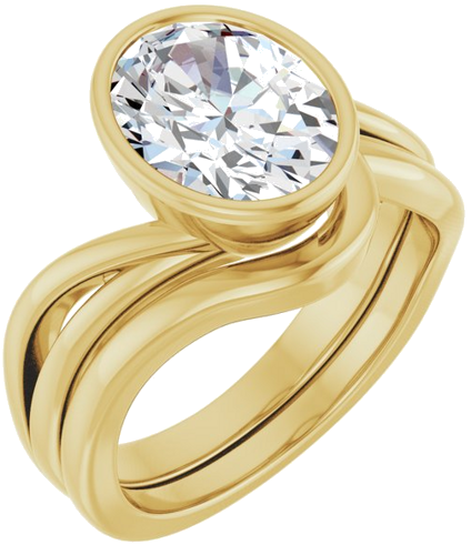 Sužadėtuvių Žiedas „Bezel-Set“ 14k yellow gold Oval 10mm x 8mm (6)