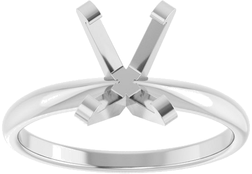 14K White 8x6 mm Emerald Solitaire Engagement Ring Mounting (3)