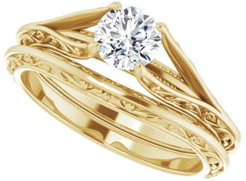 Sužadėtuvių Žiedas „Solitaire“ 585 Geltonojo Aukso Round 5.2mm (10)