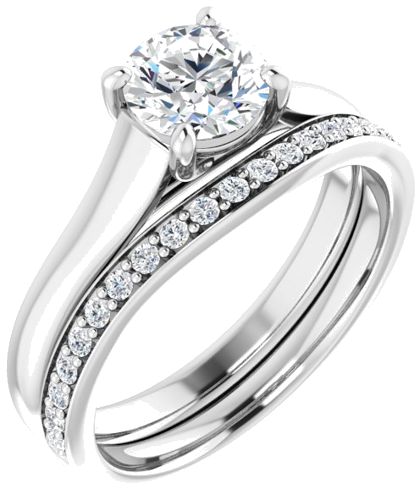 Sužadėtuvių Žiedas „Solitaire“ 585 Baltojo Aukso Round 6mm (6)