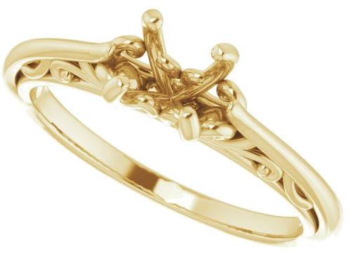 Sužadėtuvių Žiedas „Solitaire“ 585 Geltonojo Aukso Round 5.8mm (10)