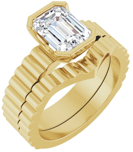 Sužadėtuvių Žiedas „Half-Bezel Solitaire“ 14k yellow gold Emerald 8mm x 6mm (6)